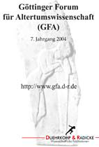 Umschlagbild: Göttinger Forum für Altertumswissenschaft (2004)